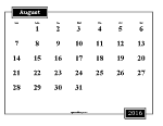 Printable August 2016 Calendar