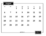 Printable August 2017 Calendar