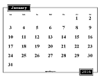 Printable January 2016 Calendar