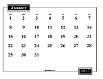 Printable January 2017 Calendar