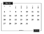 Printable March 2016 Calendar
