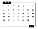 Printable March 2017 Calendar
